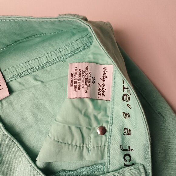 NWT Sixty Nine Jeans Size 29/8 Low Rise Skinny Leg Mint Green Color - Picture 5 of 10